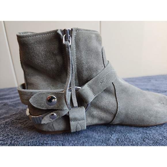 Isabel Marant Suede Etoile Moto Boots Size 38 / US 7.5 Olive Green - Picture 10 of 16